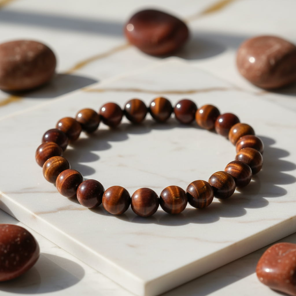 Rotes Tigerauge Kugelarmband - Rote Magie CrystalScents