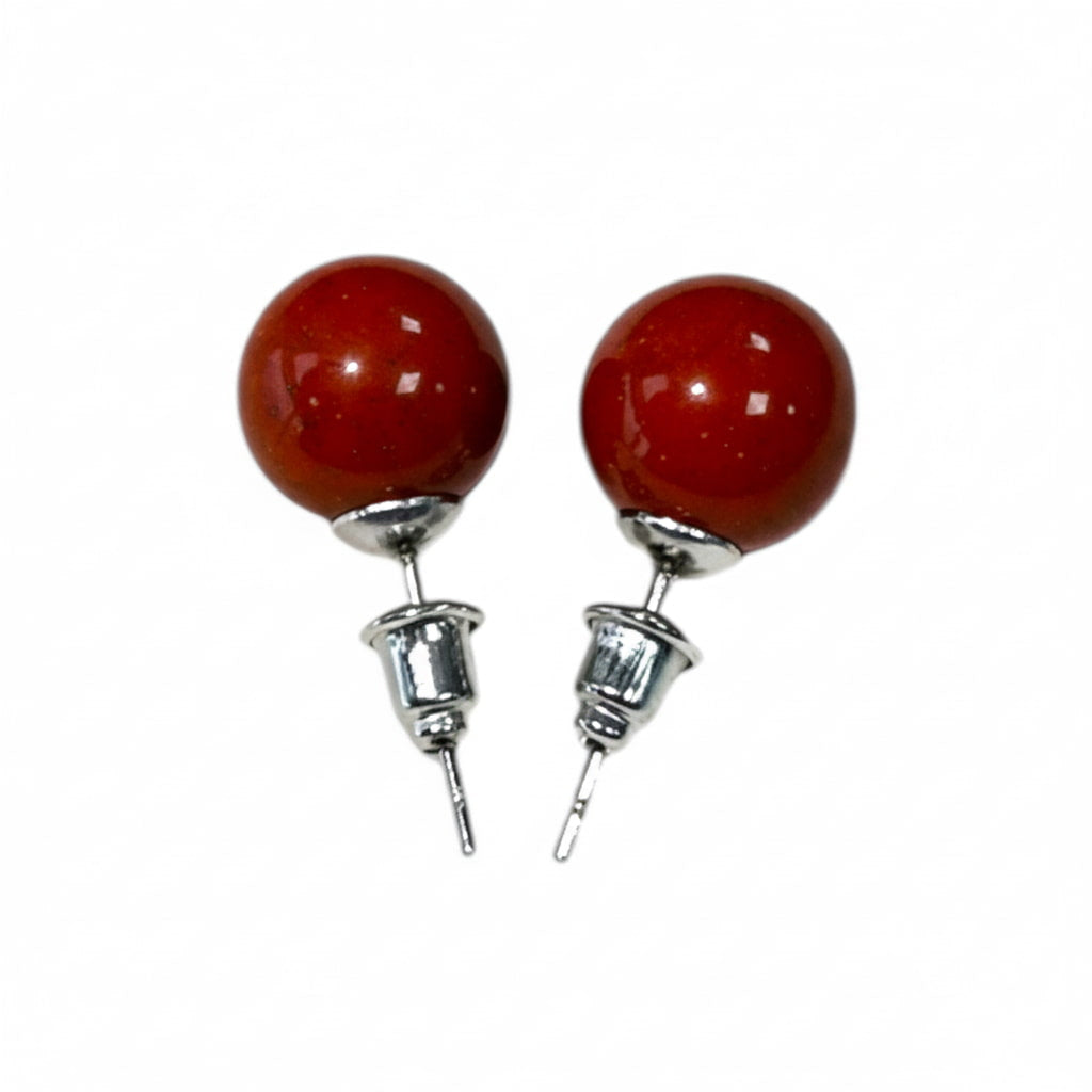 Ohrstecker mit roter Jaspis-Kugel