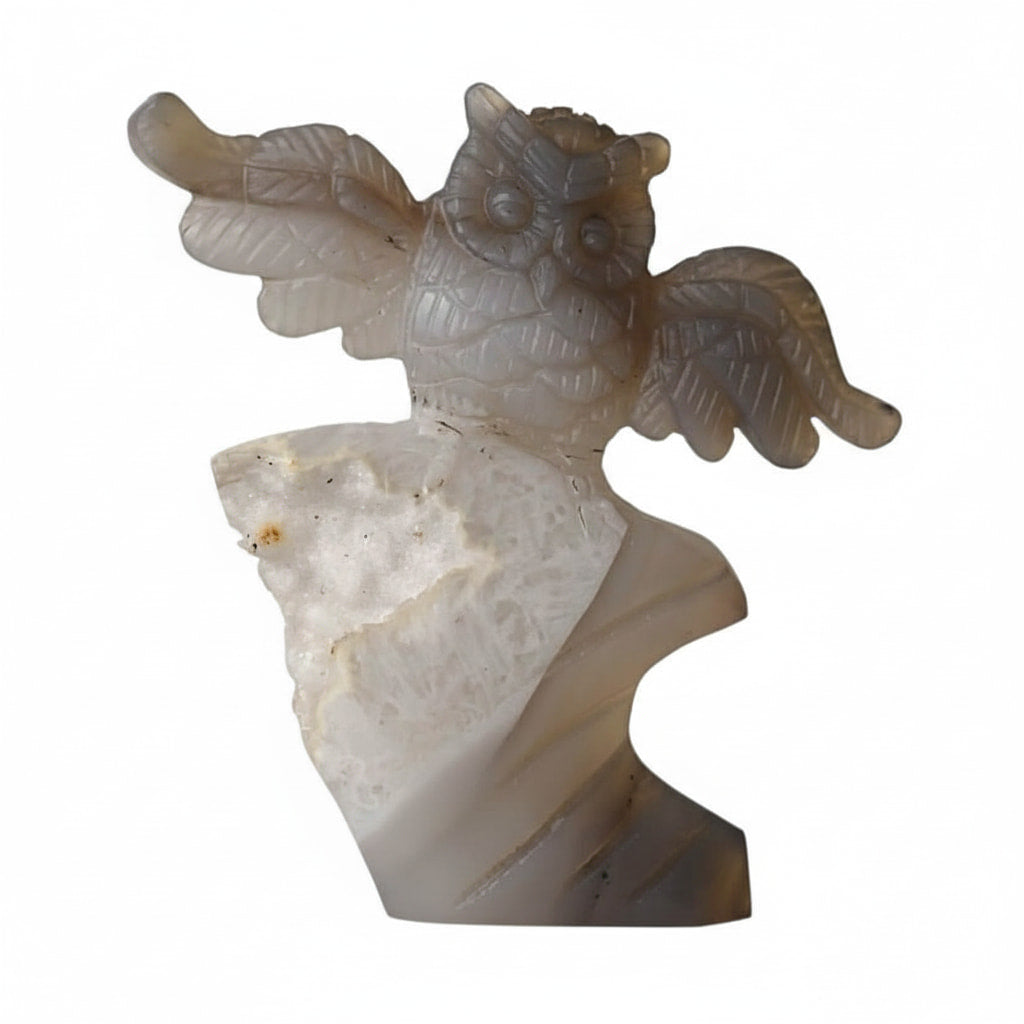 Achat – Graue Eulenfigur aus glitzerndem Kristall