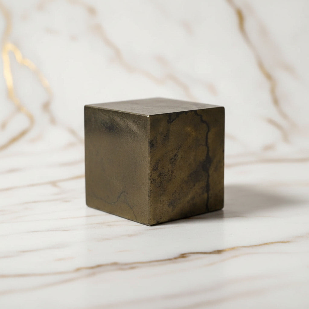 Großer Pyrit Würfel – Metallisches Einrichtungshighlight CrystalScents
