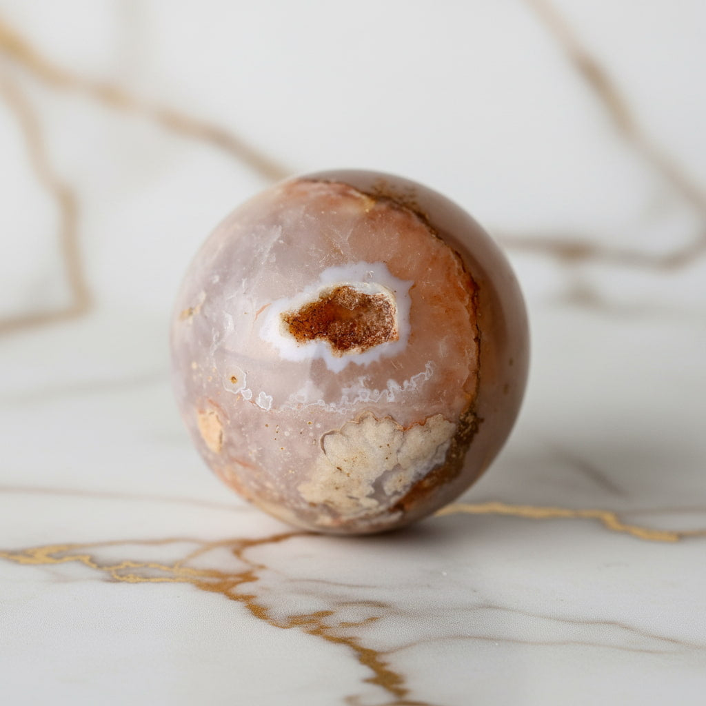 Achat Kugel –  Zarter Kirschblütenzauber