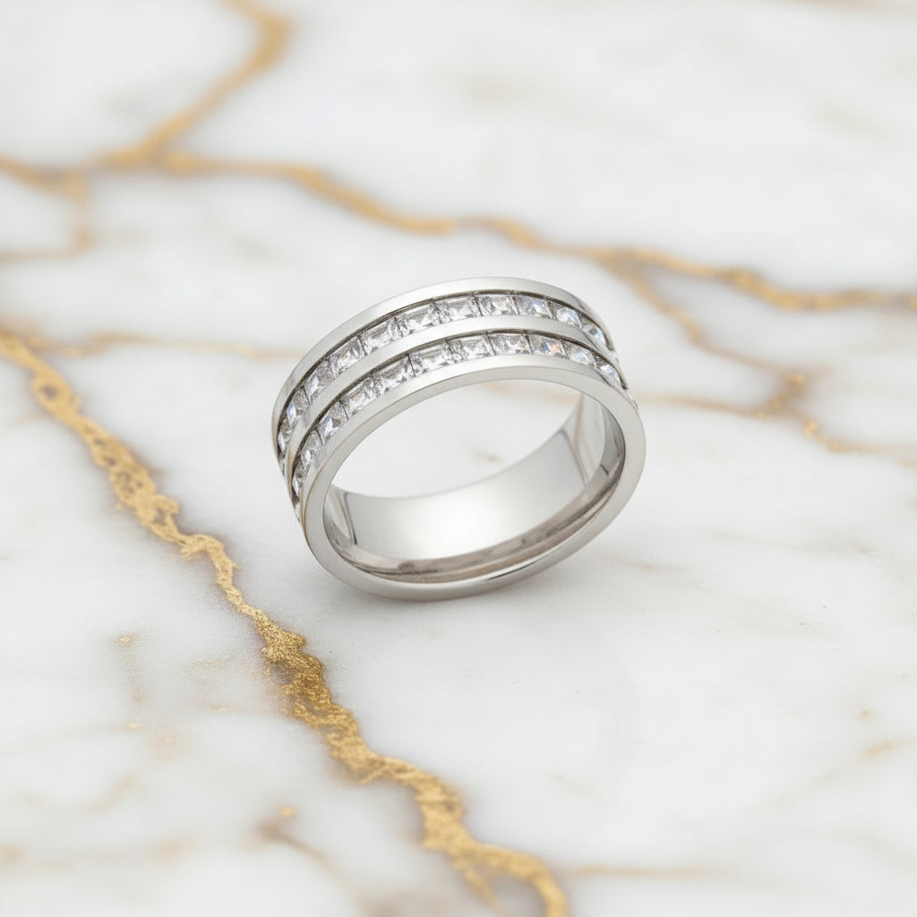 Ring Silber – mit zwei Strassreihen CrystalScents