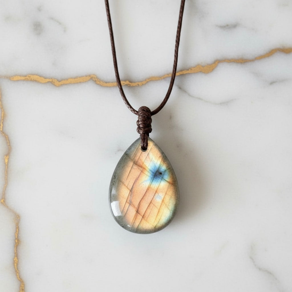 Labradorit Halskette - Tropfenförmiger Anhänger