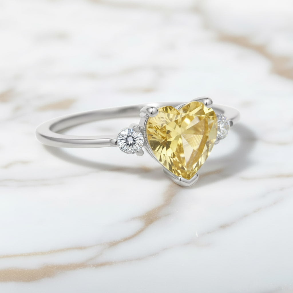 Citrin Ring - Strahlendes Herz