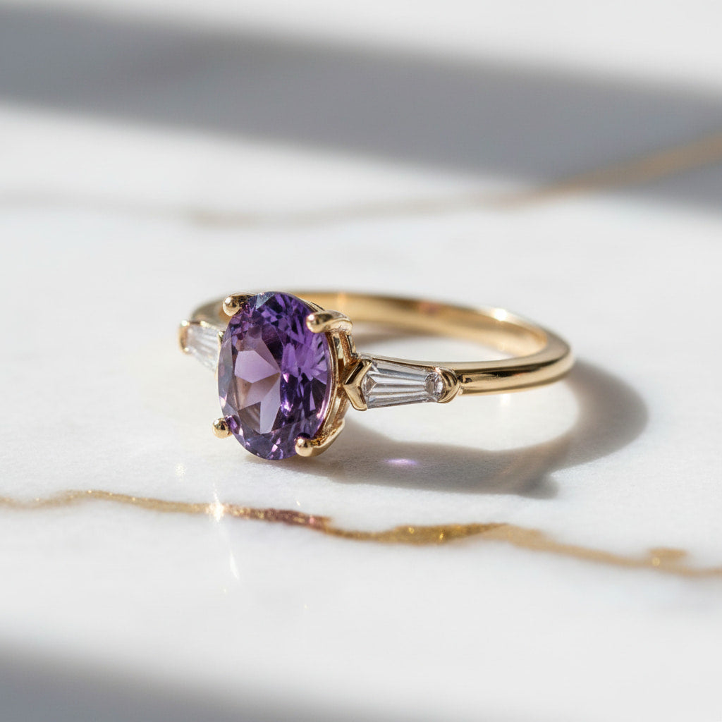 Ring mit violettem Statement – elegantes Schmuckstück CrystalScents