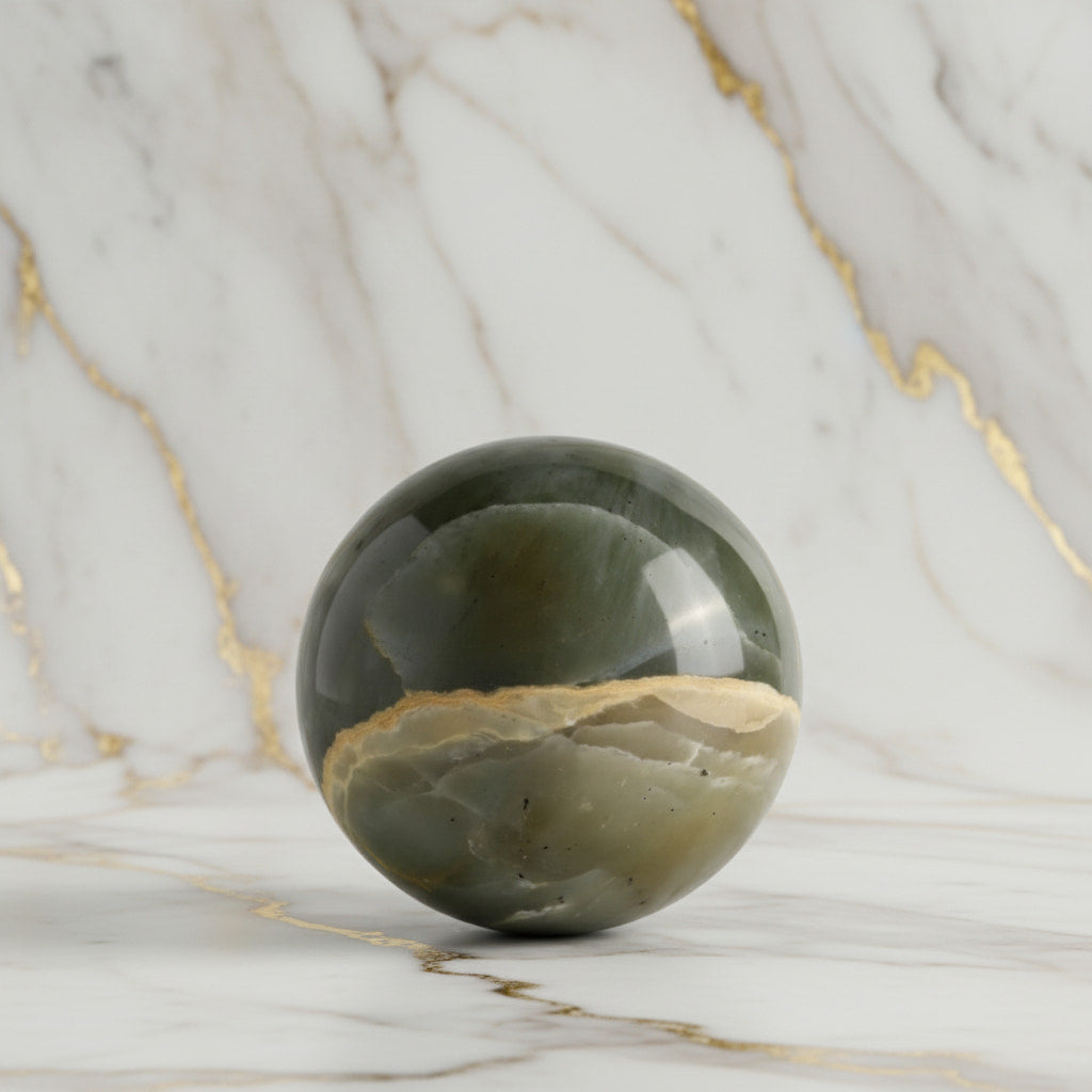 Grüne Mondstein Kugel - Harmonie & Ausgeglichenheit CrystalScents
