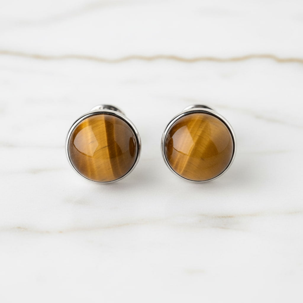 Tigerauge - Silberne Manschettenknöpfe