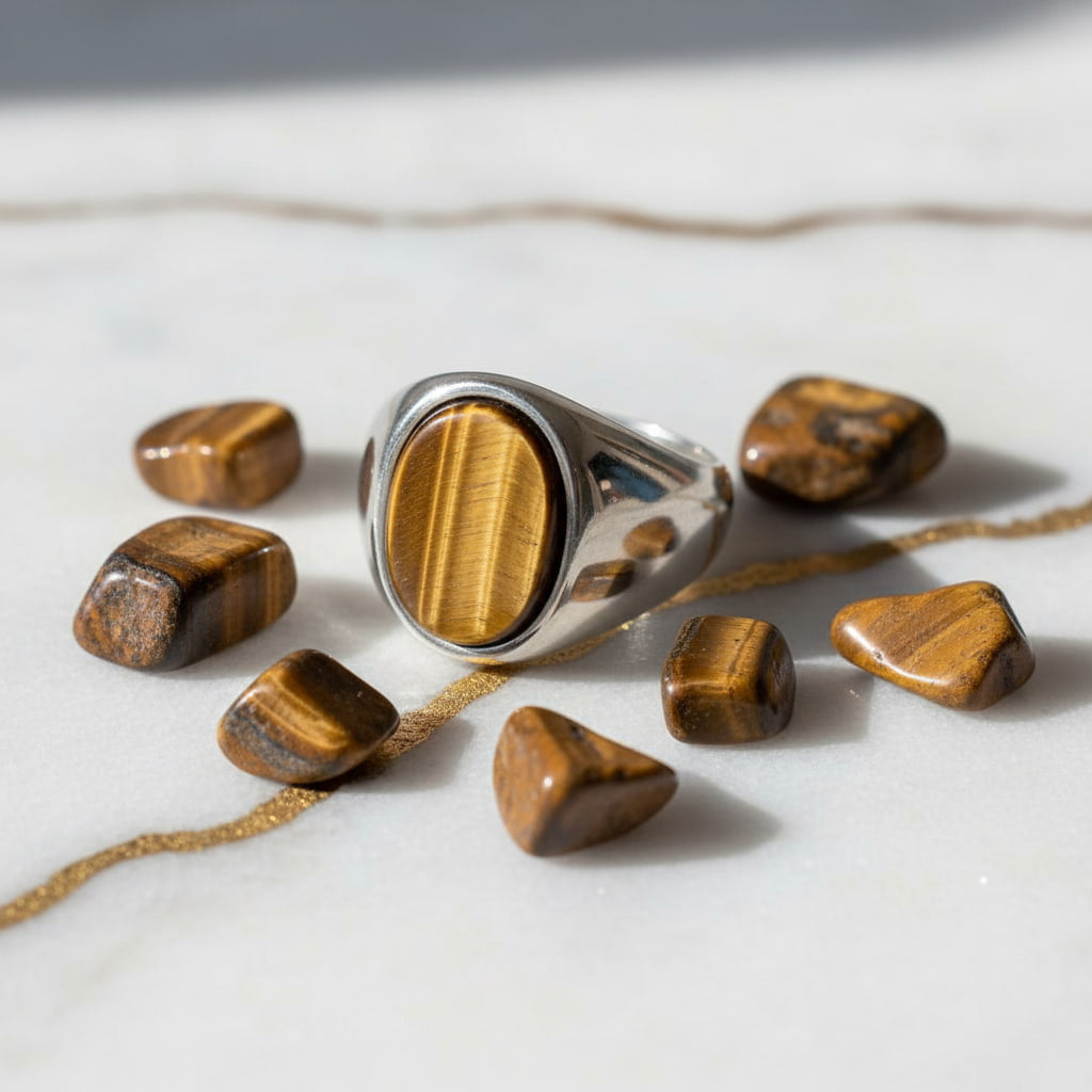 Tigerauge Ring - Kraft & Klarheit CrystalScents