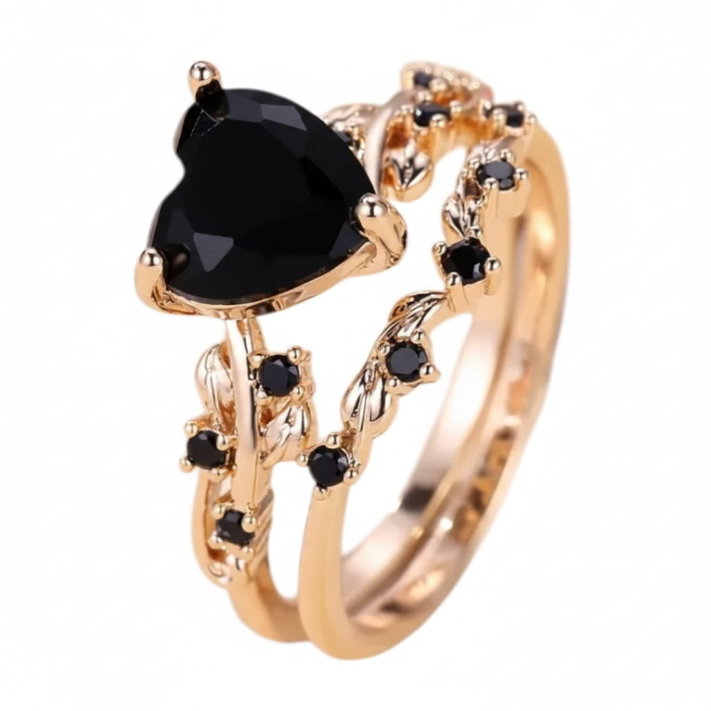 Ring – 2-teilige mit schwarzem Herz CrystalScents