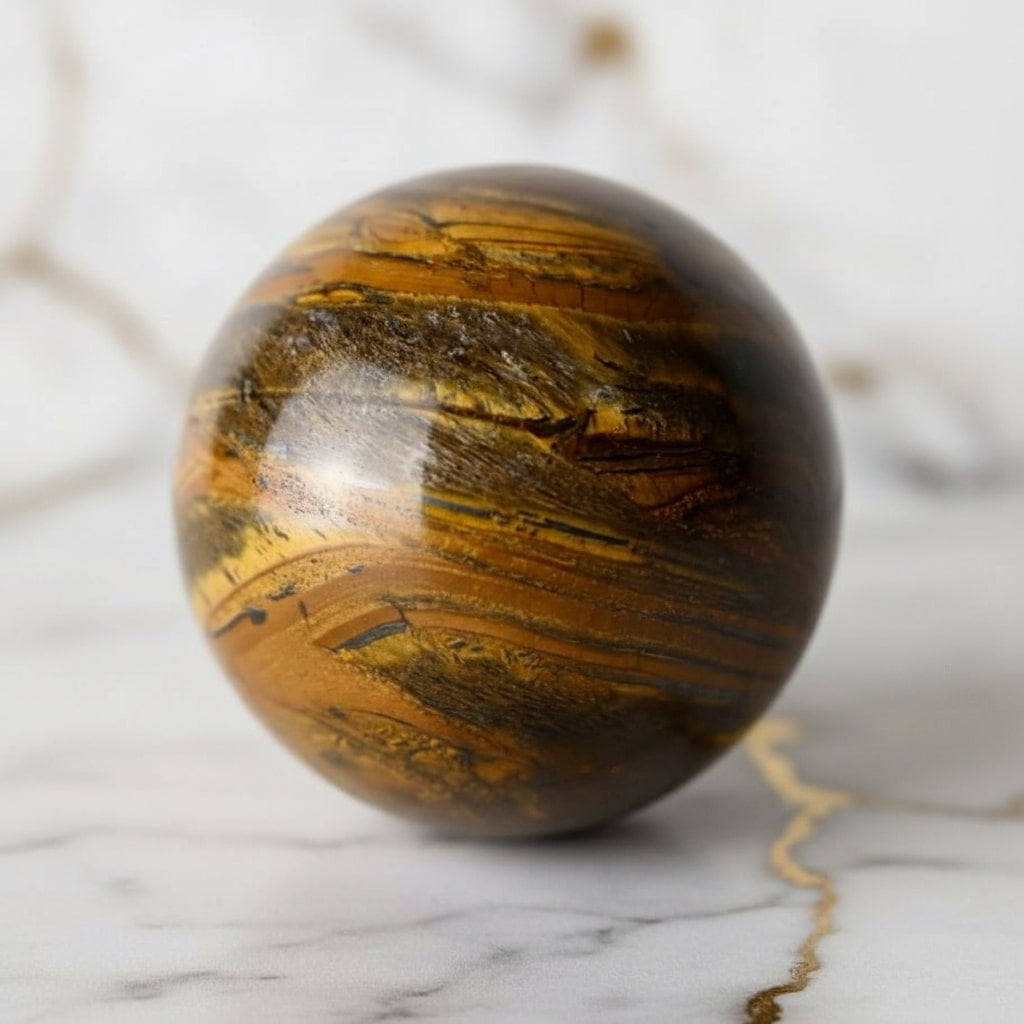 Tigerauge Kugel – warmes Naturjuwel JETZT sichern CrystalScents