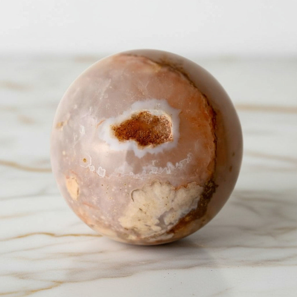 Achat Kugel –  Zarter Kirschblütenzauber