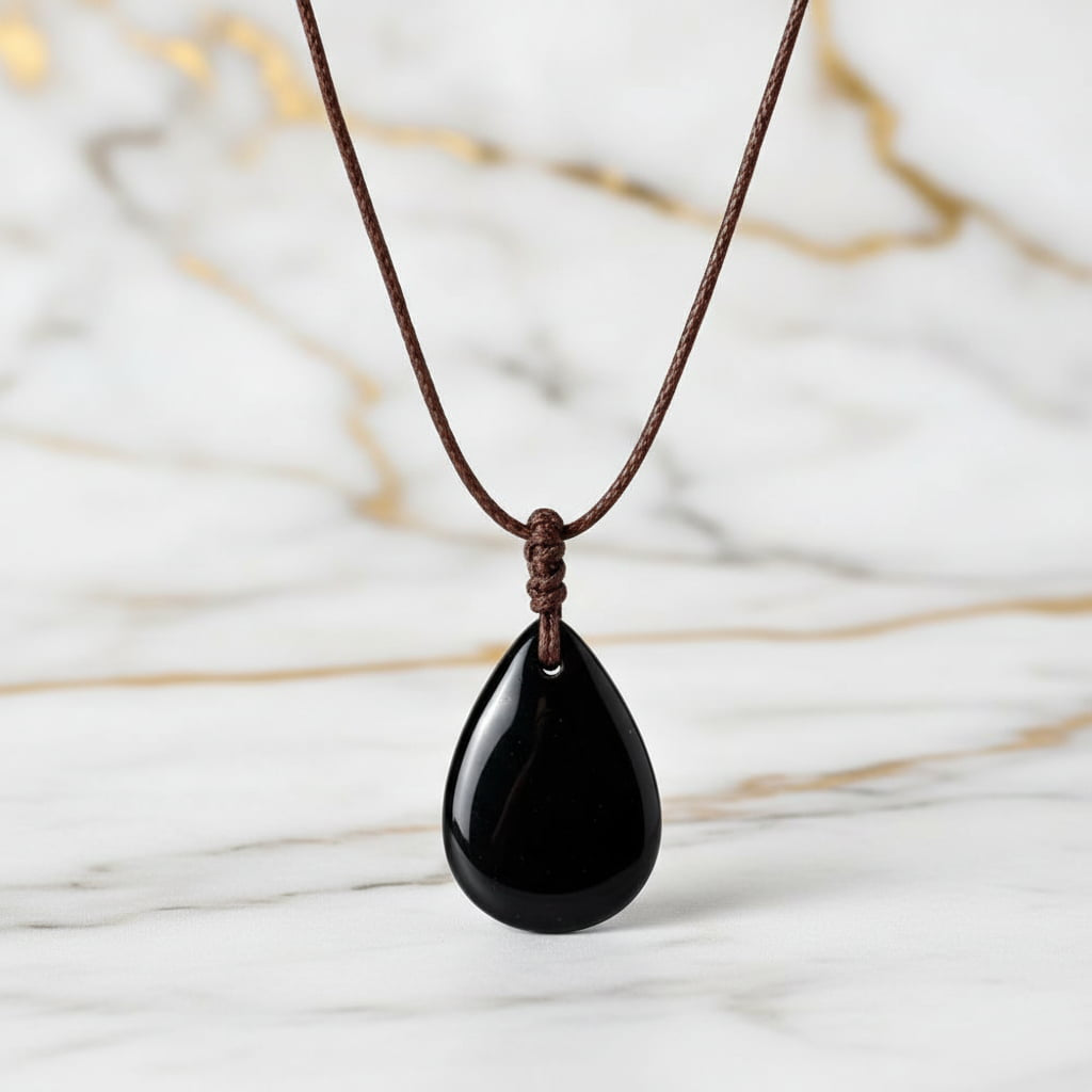 Obsidian Halskette - Tropfenförmiger Anhänger CrystalScents