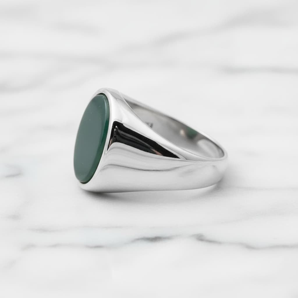 Onyx Ring Silber - grüner ovaler Kristall CrystalScents