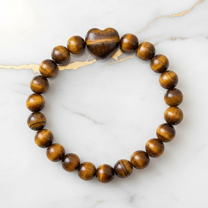 Tigerauge Kugelarmband - Herz & Mut CrystalScents