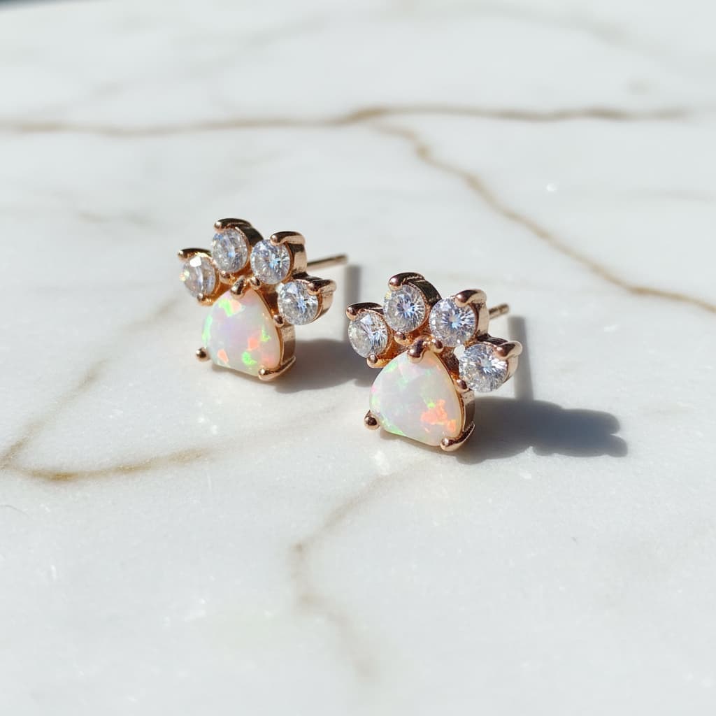 Opal Ohrstecker – Pfoten Design