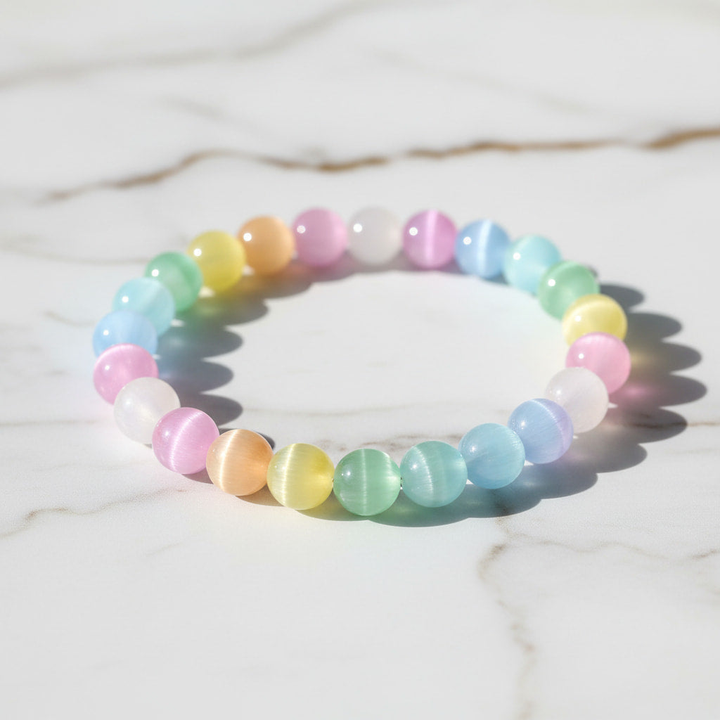 Katzenauge Kugelarmband – Schimmernde Energie des Regenbogens