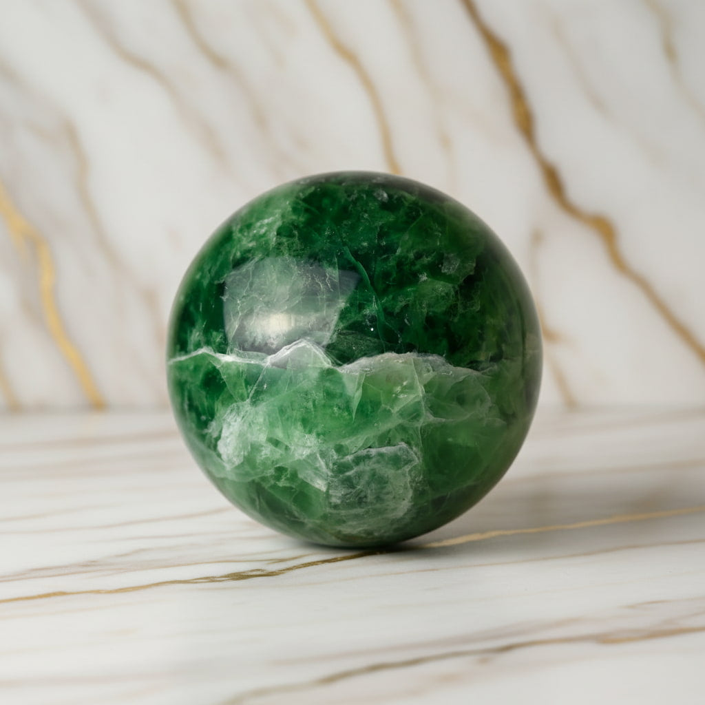 Große Fluorit Kugel – Einzelstück in Dunkelgrün CrystalScents
