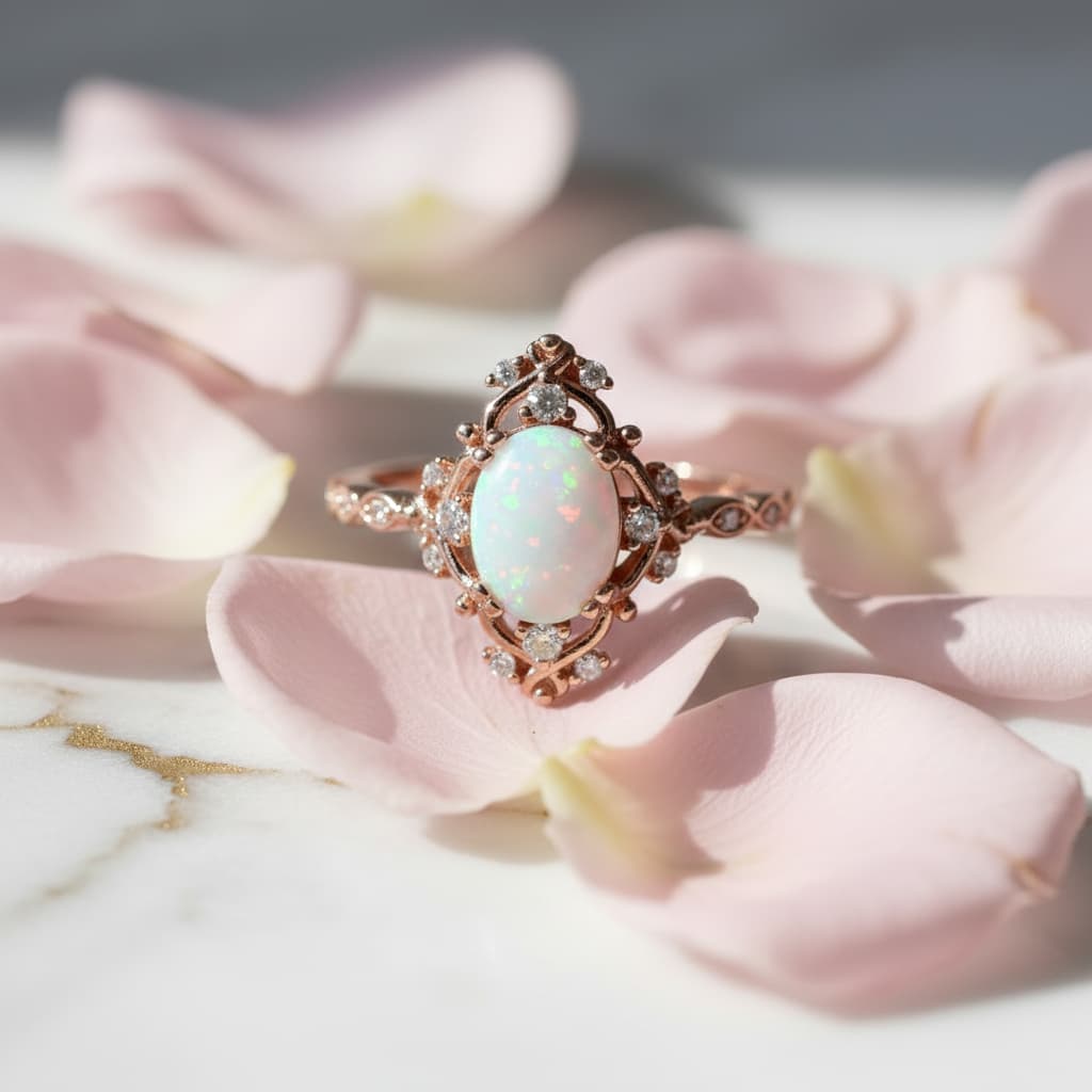 Opal Ring - Roségoldene Eleganz CrystalScents