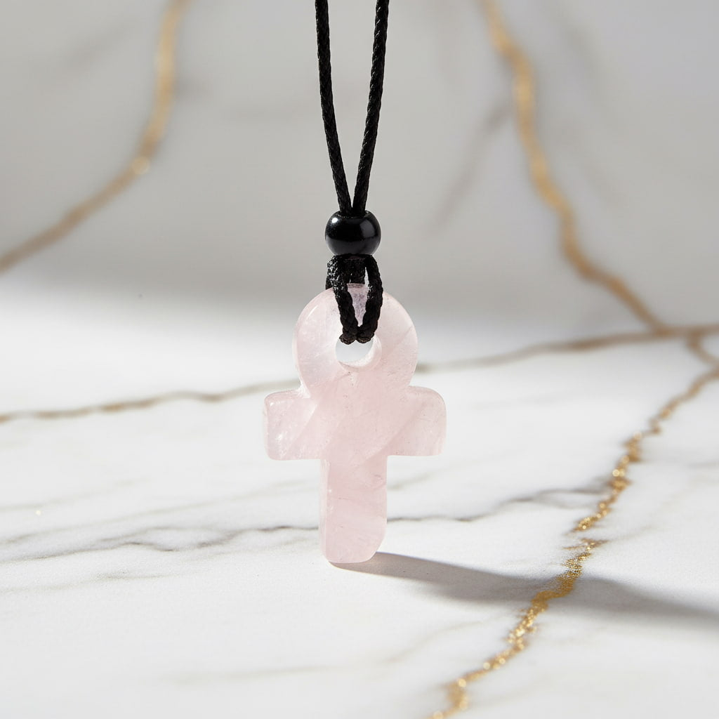 Rosenquarz Halskette - Anch Anhänger CrystalScents
