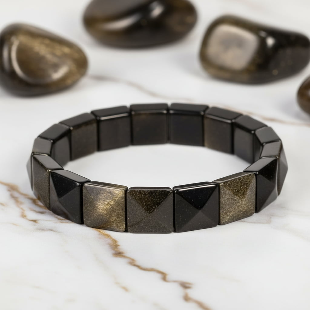 Gold Obsidian Armband - Magische Tiefe CrystalScents