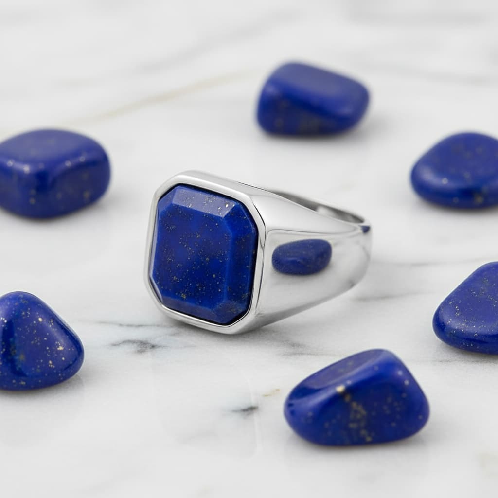 Lapislazuli Ring – quadratischer Edelstein für klare Akzente CrystalScents