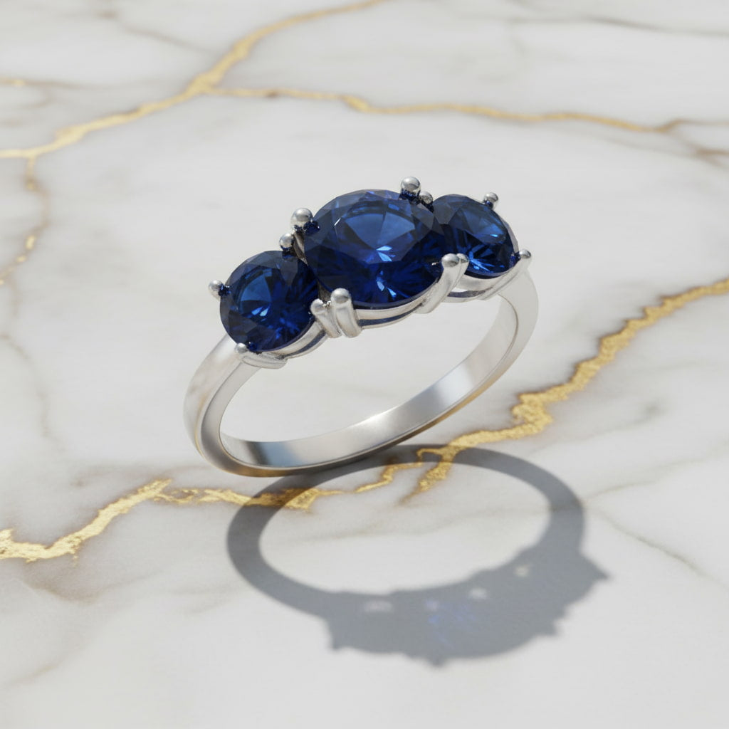 Saphir Ring - Drei tiefblaue Edelsteine CrystalScents