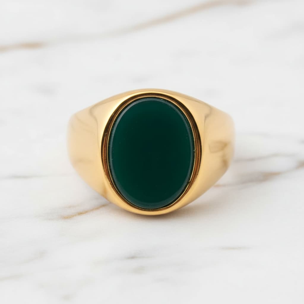 Onyx Ring Gold - grüner ovaler Kristall CrystalScents