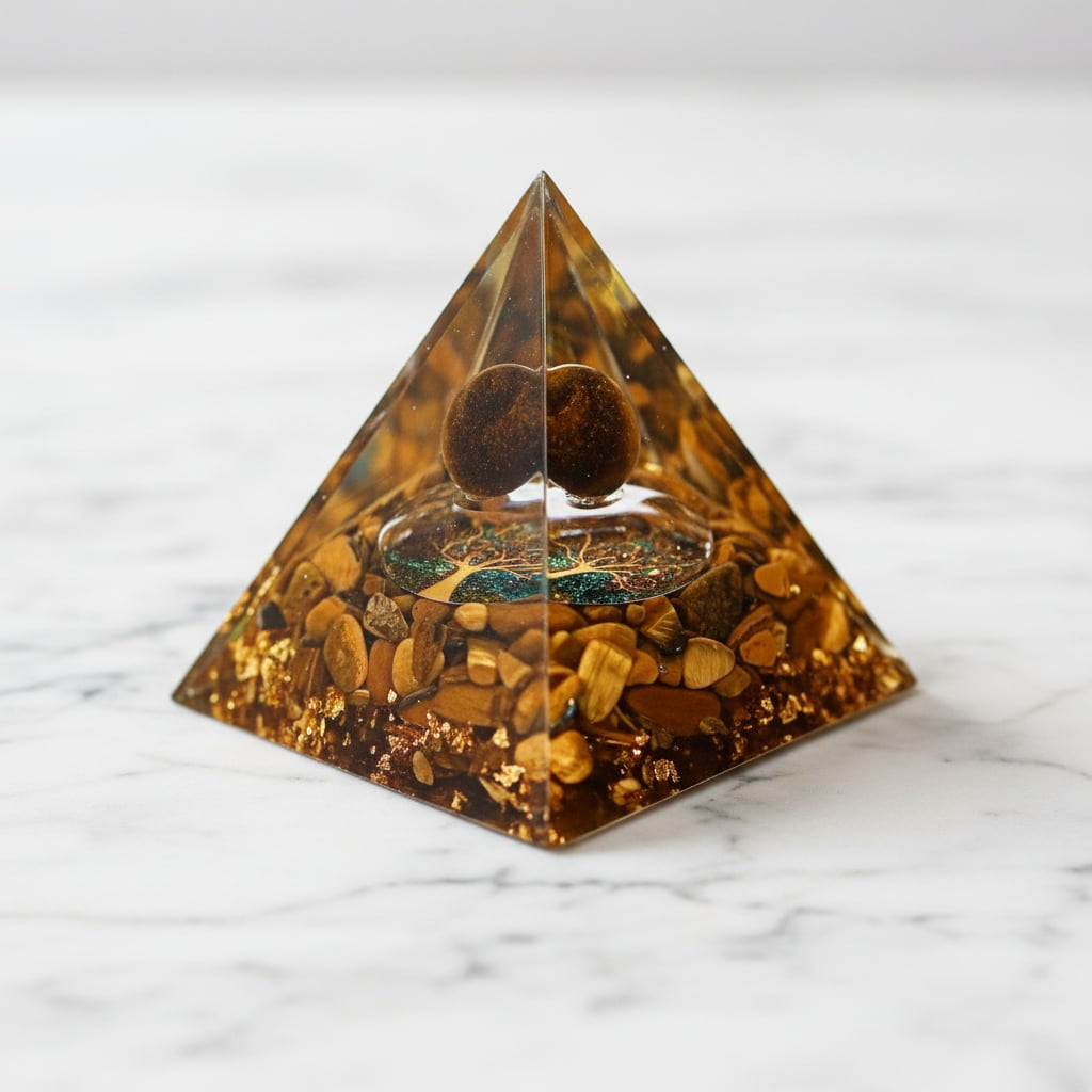 Tigerauge Orgonit Pyramide - Stabilität & Schutz