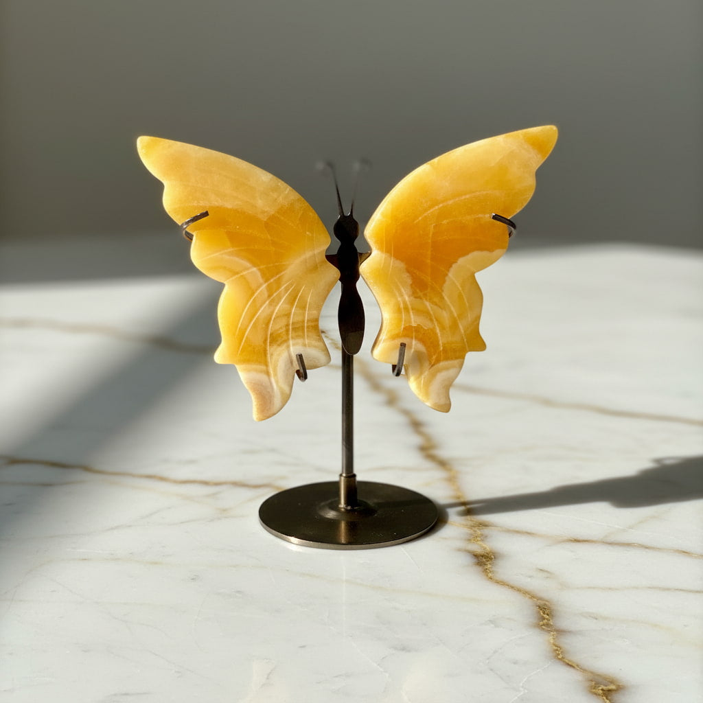 Calcit Schmetterling - Strahlend gelbe Flügel CrystalScents