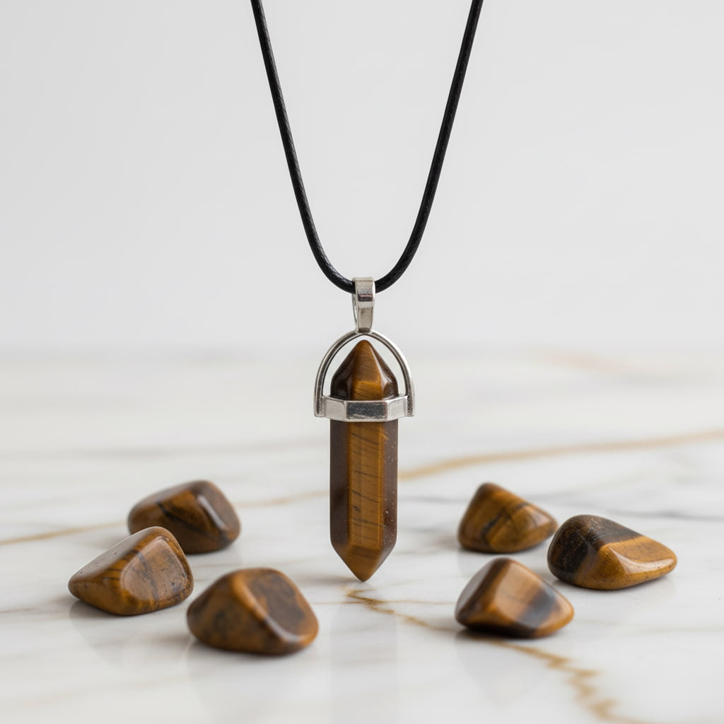 Tigerauge Halskette - Doppelender CrystalScents