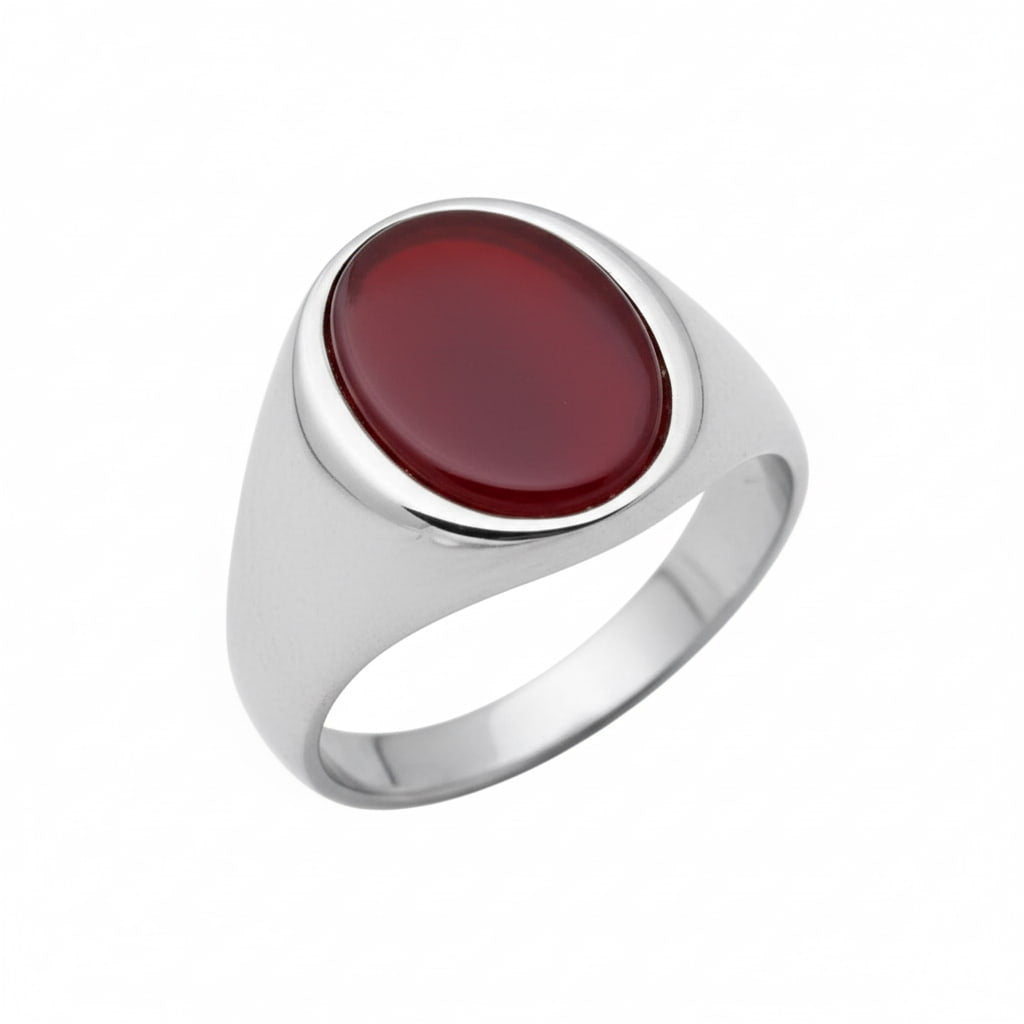 Onyx Ring Silber - roter ovaler Kristall CrystalScents