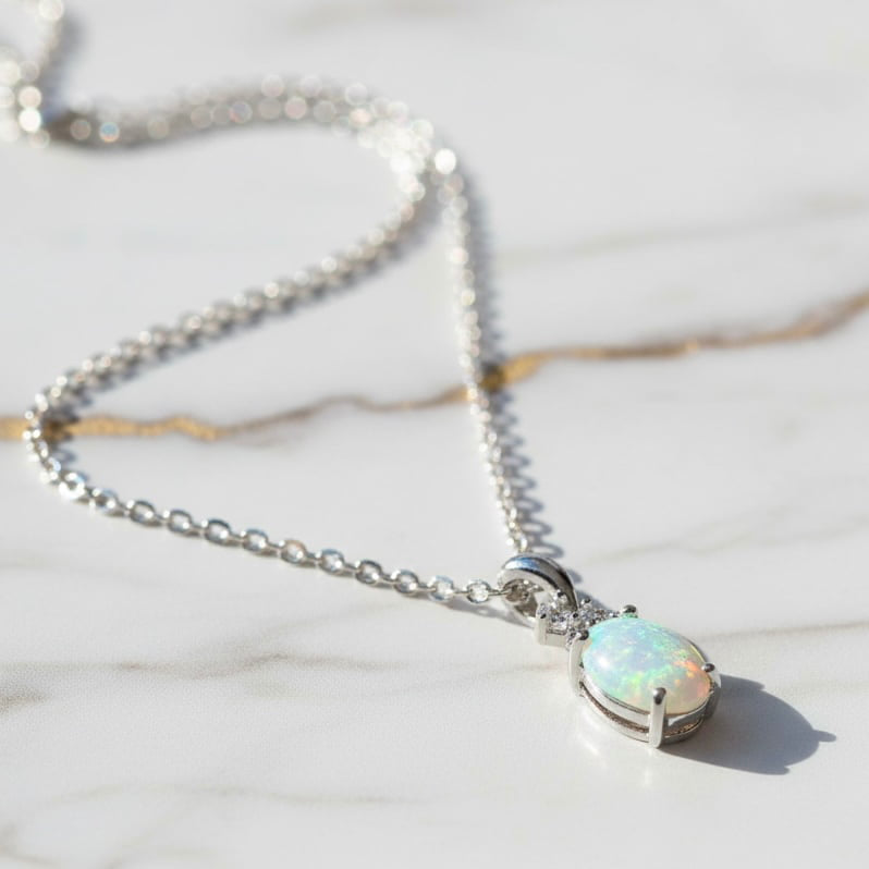 Opal Halskette - Eleganz & Inspiration CrystalScents