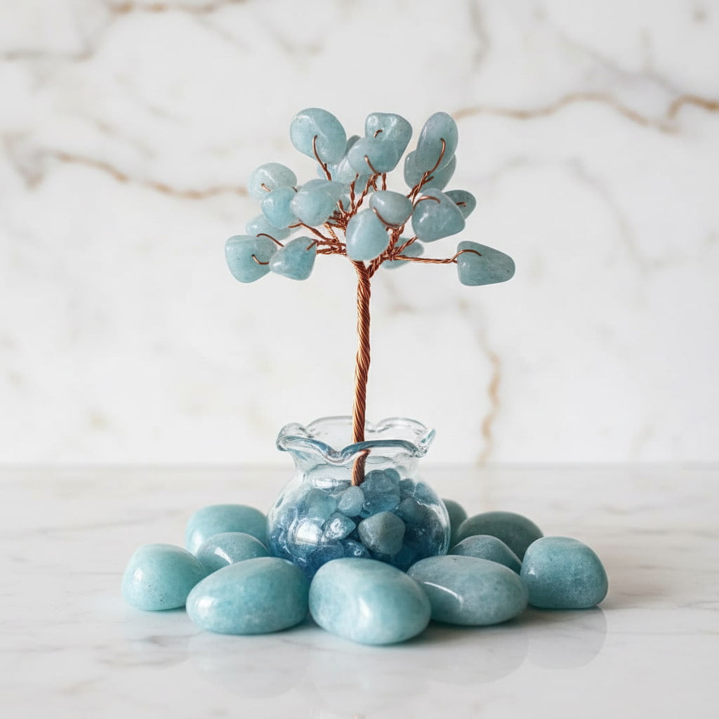 Mini Aquamarin Baum – Leichtigkeit & Natur CrystalScents