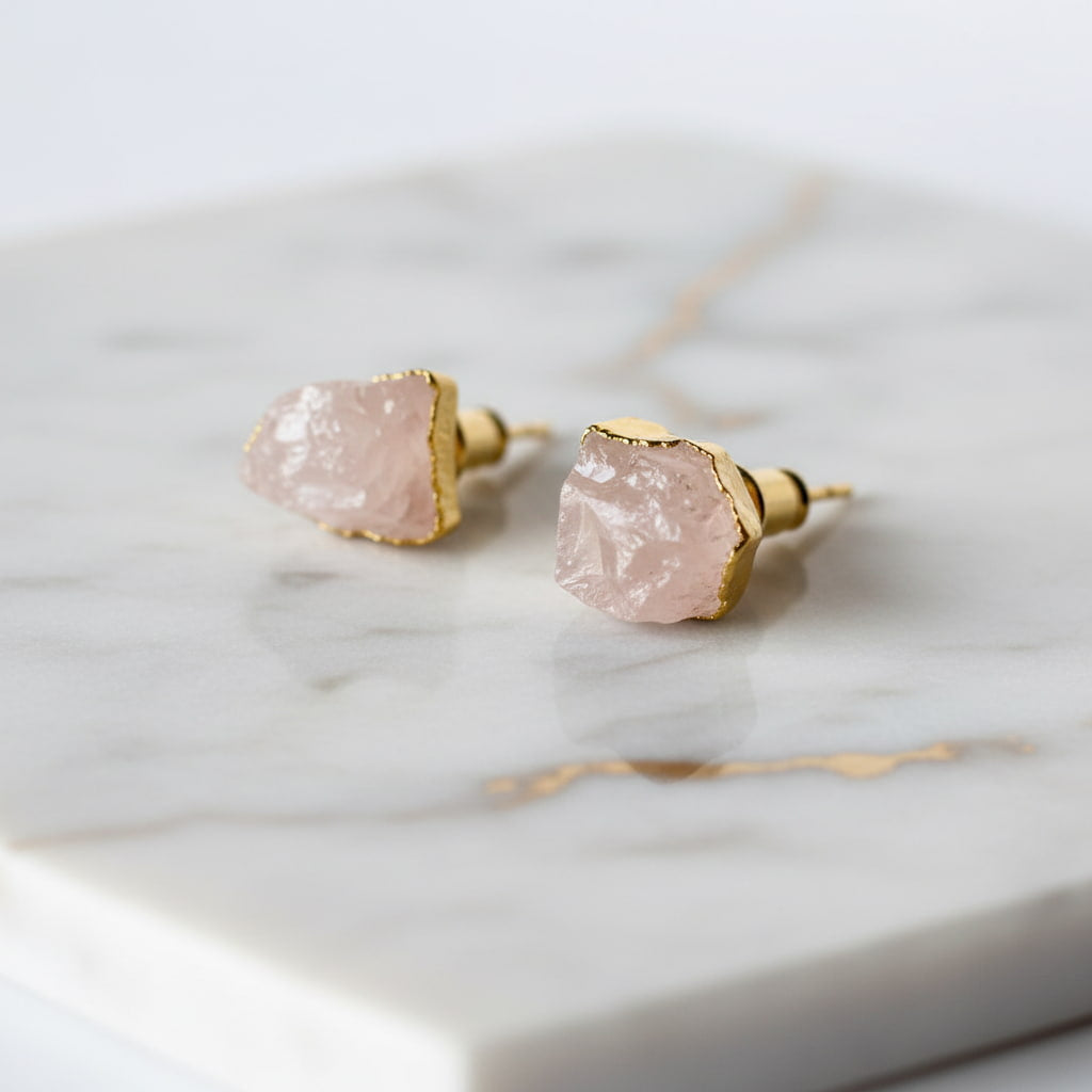 Rosenquarz Ohrstecker - Zarte Natur CrystalScents
