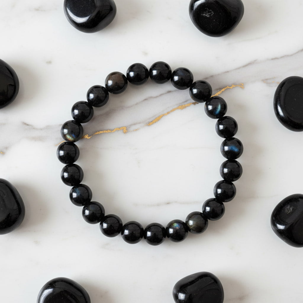 Regenbogen Obsidian Kugelarmband - Regenbogen-Schimmer CrystalScents