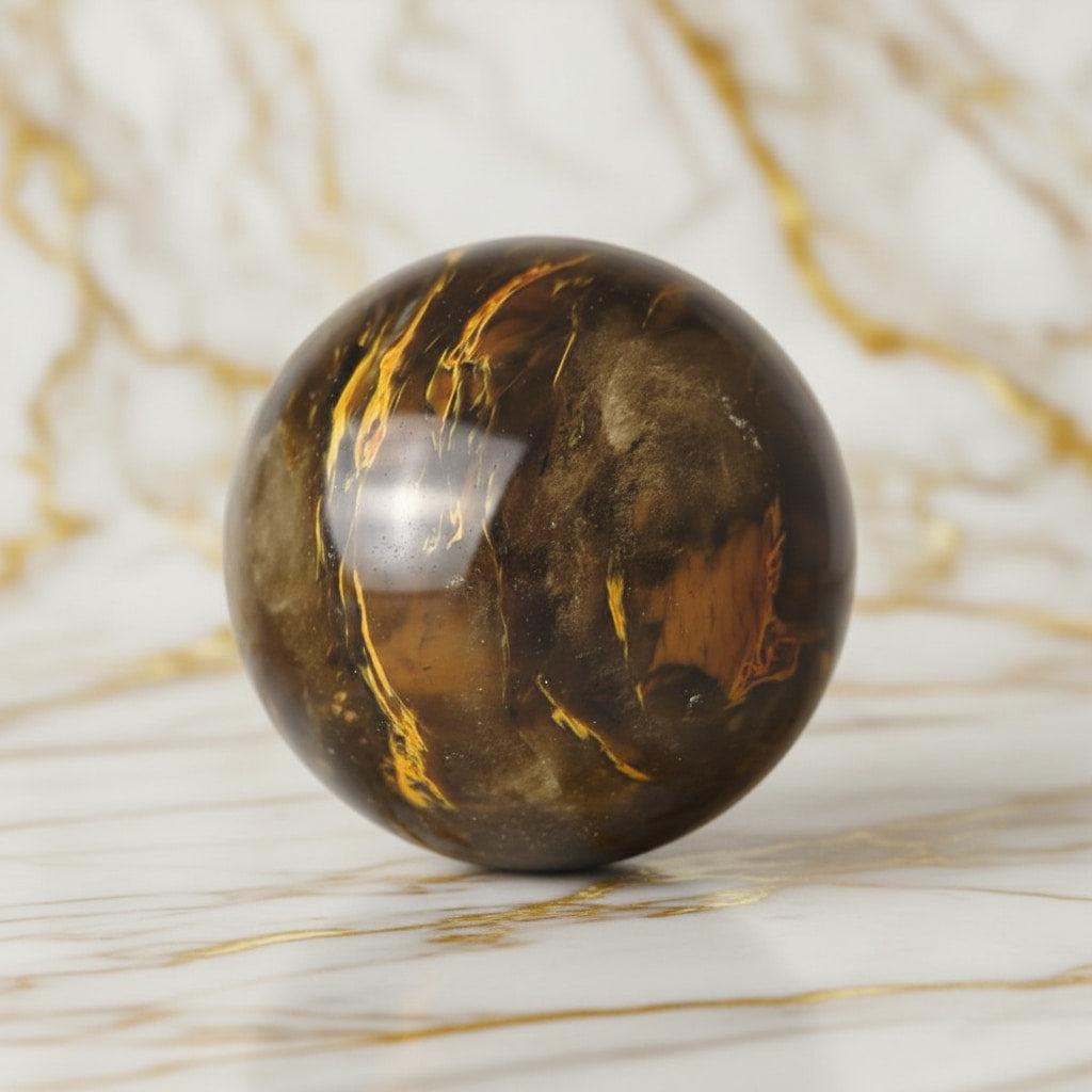 Tigerskin Quarz Kugel – Fokus & Ausgleich CrystalScents