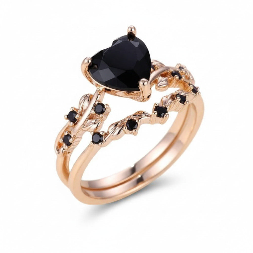 Ring – 2-teilige mit schwarzem Herz CrystalScents