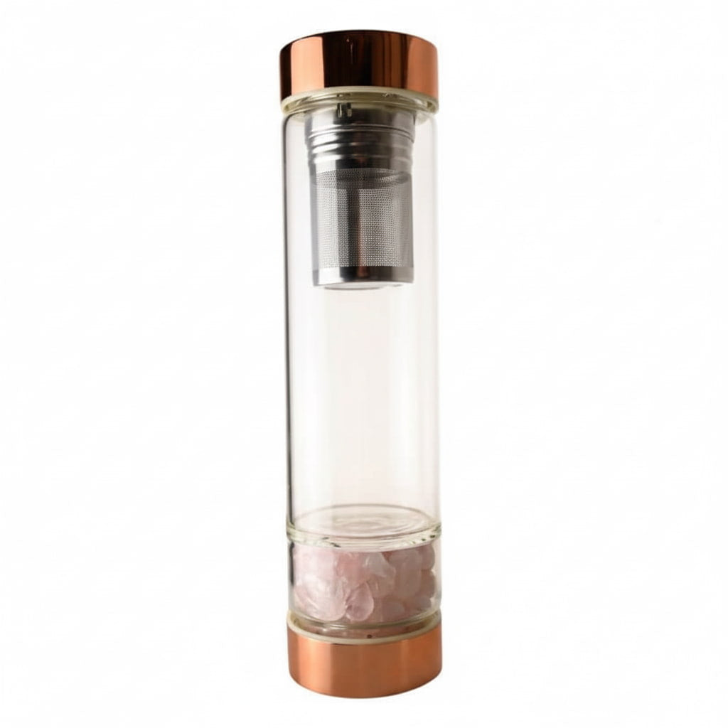 Rosenquarz Glasflasche – Stilvoller Tee CrystalScents