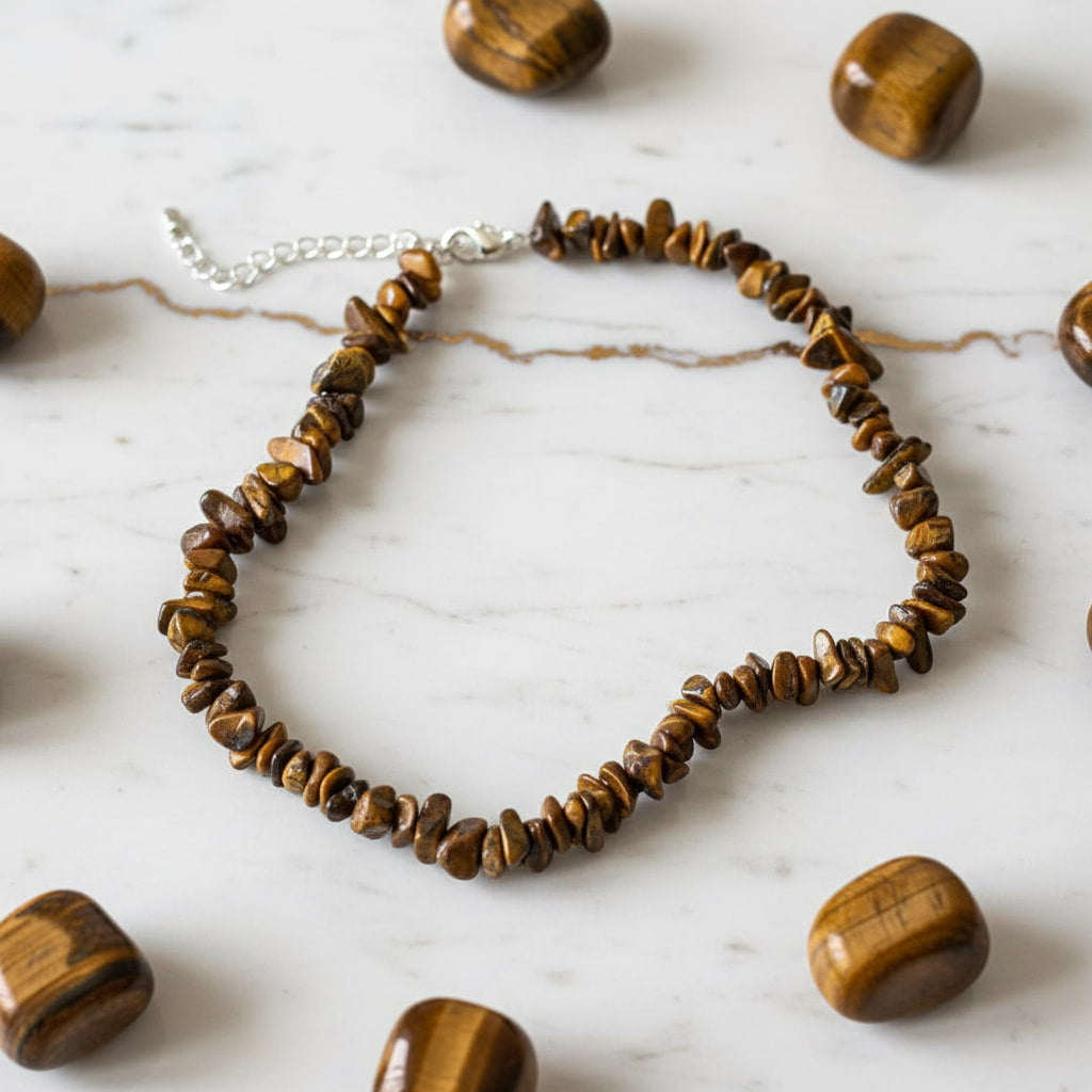 Tigerauge Splitter Halskette – Energie & Charakter