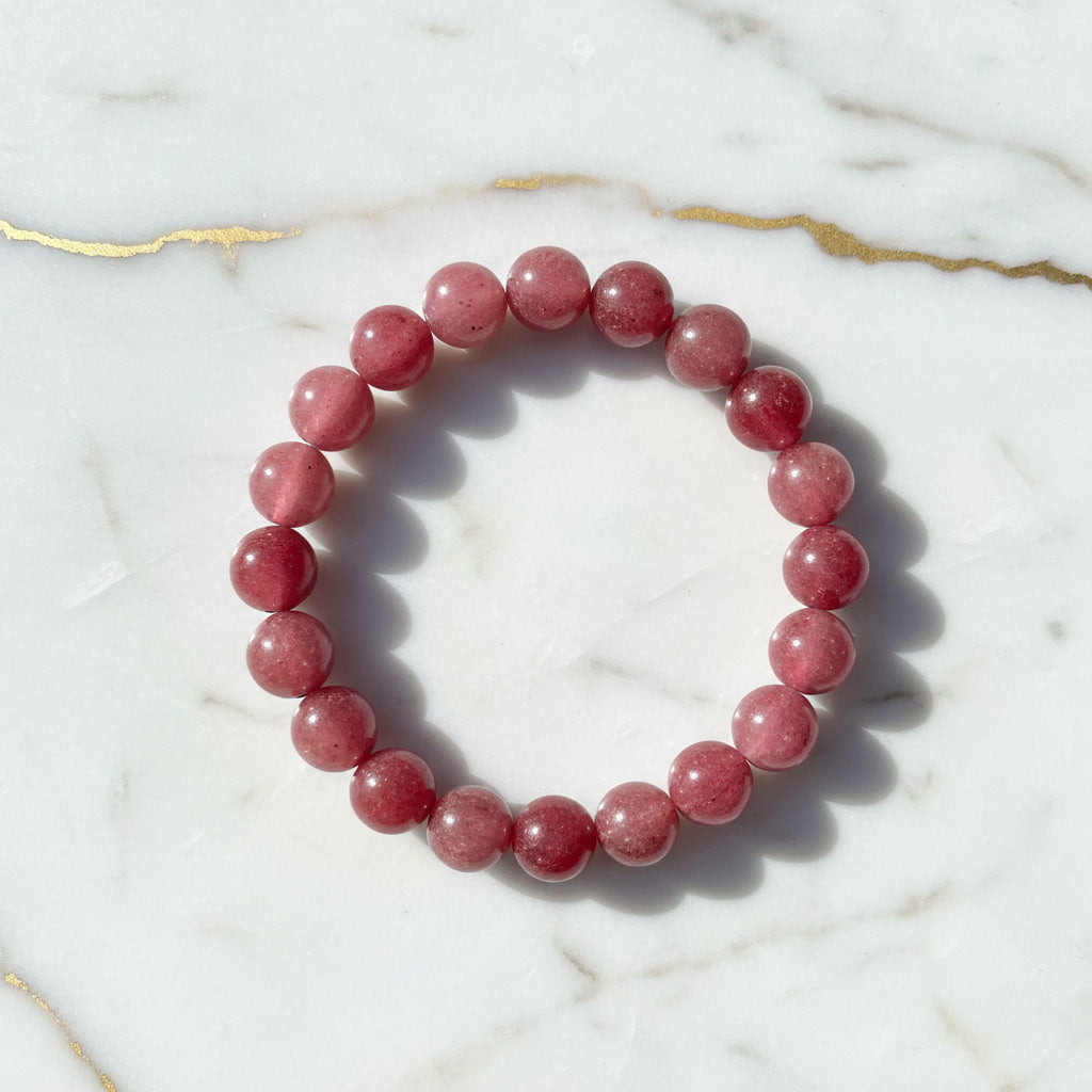 Erdbeerquarz Kugelarmband – Optimismus & Freude