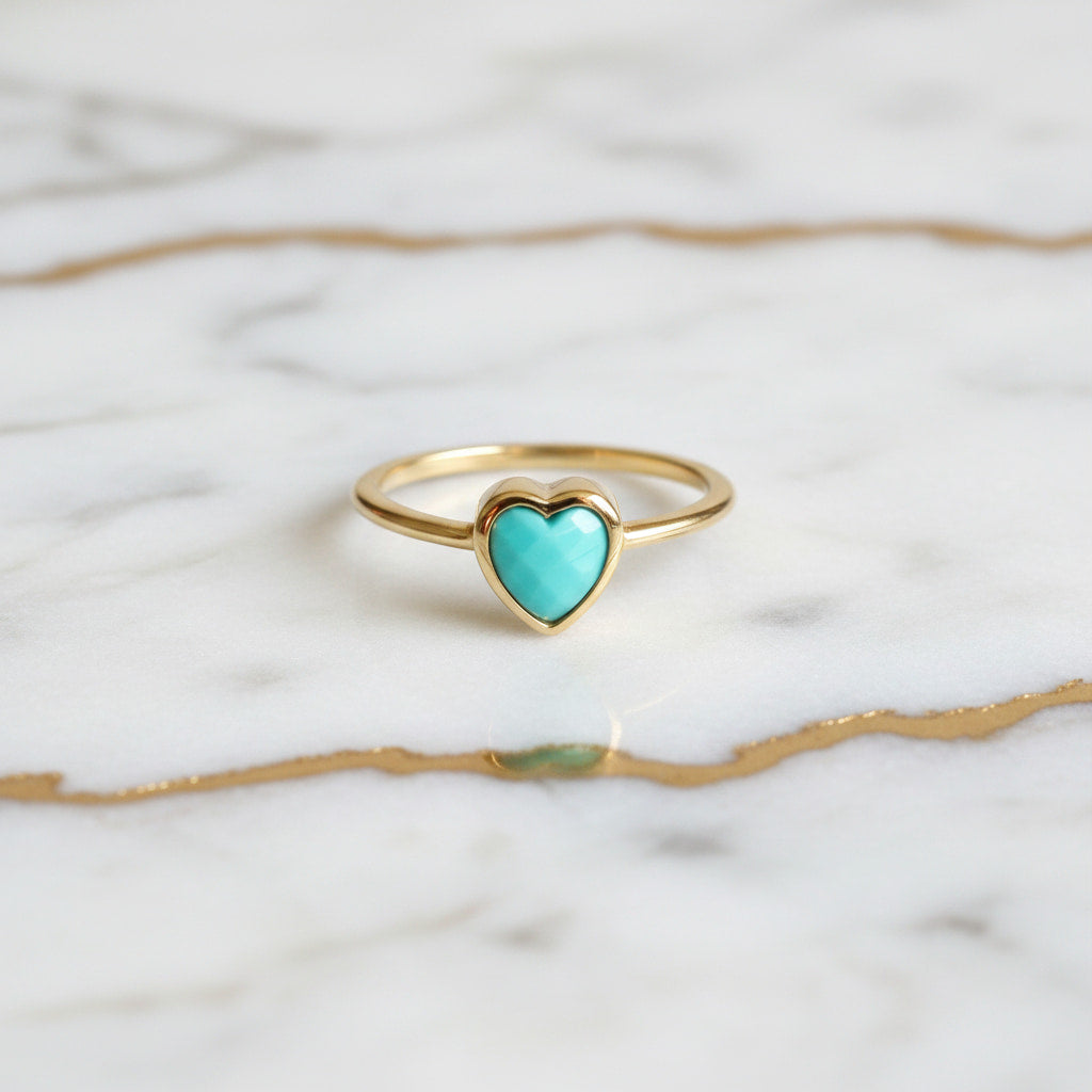 Ring in Gold mit türkisem Herz CrystalScents