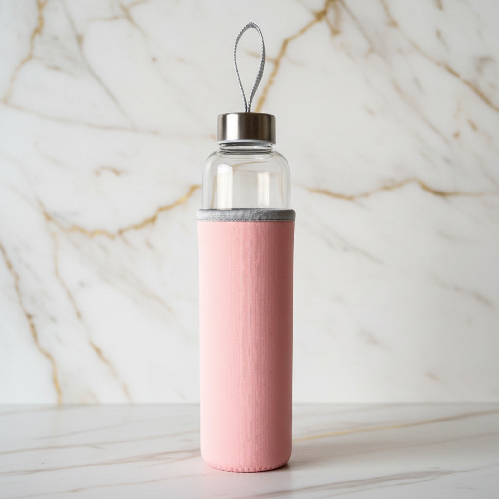 Rosenquarz Trinkflasche - Rosa Thermotasche CrystalScents