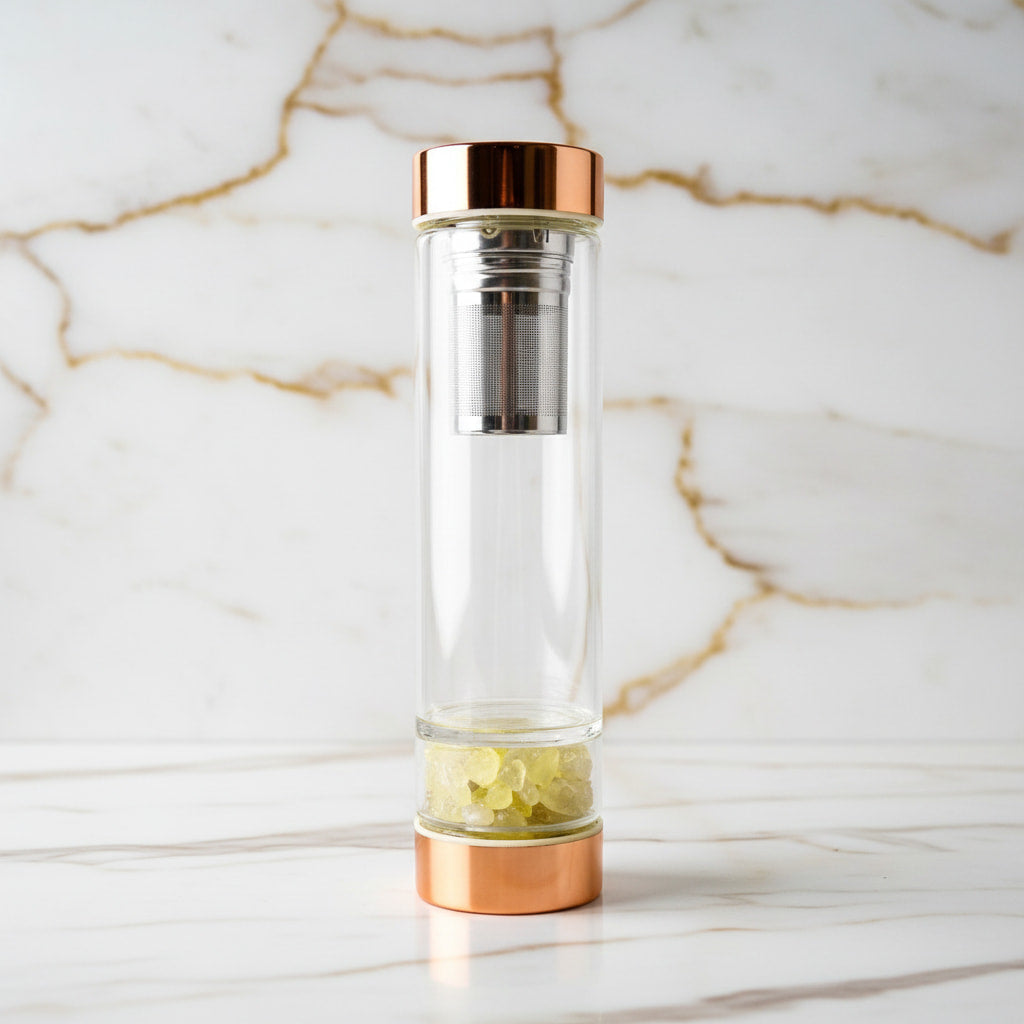 Citrin Glasflasche – Stilvoller Tee unterwegs CrystalScents