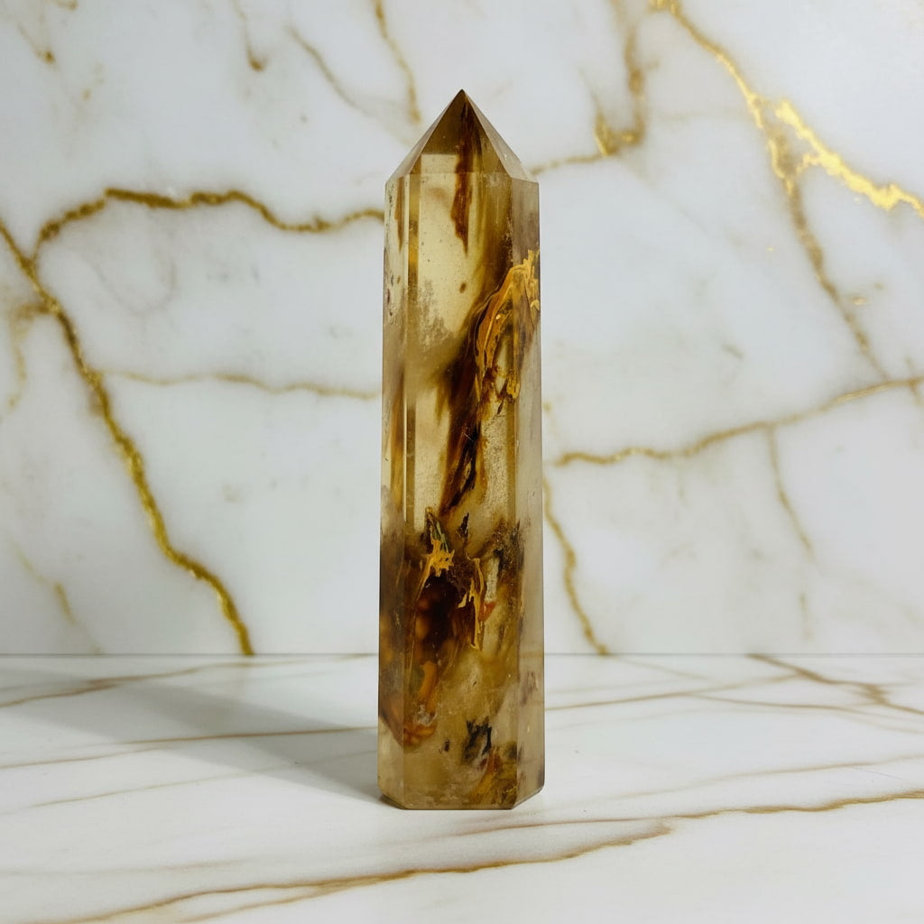 Tigerskin Quarz Obelisk – Farbenprächtig & Energetisierend CrystalScents