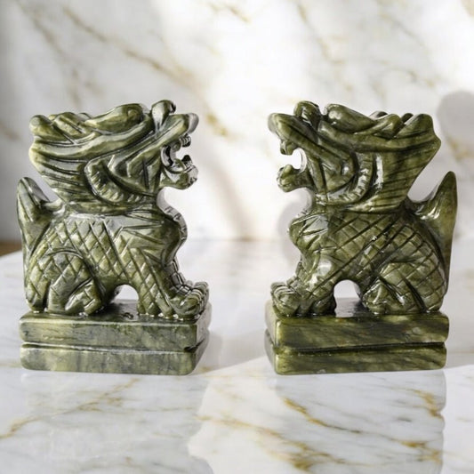 2 Drachen aus grüner Jade - CrystalScents