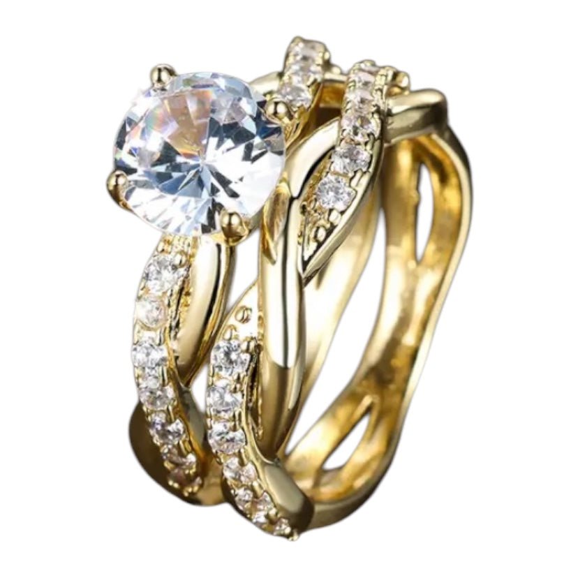 2 - teiliger geflochtener Stacking - Ring Gold - CrystalScents
