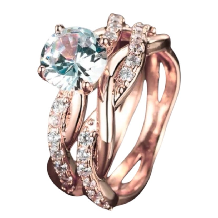 2 - teiliger geflochtener Stacking - Ring Roségold - CrystalScents