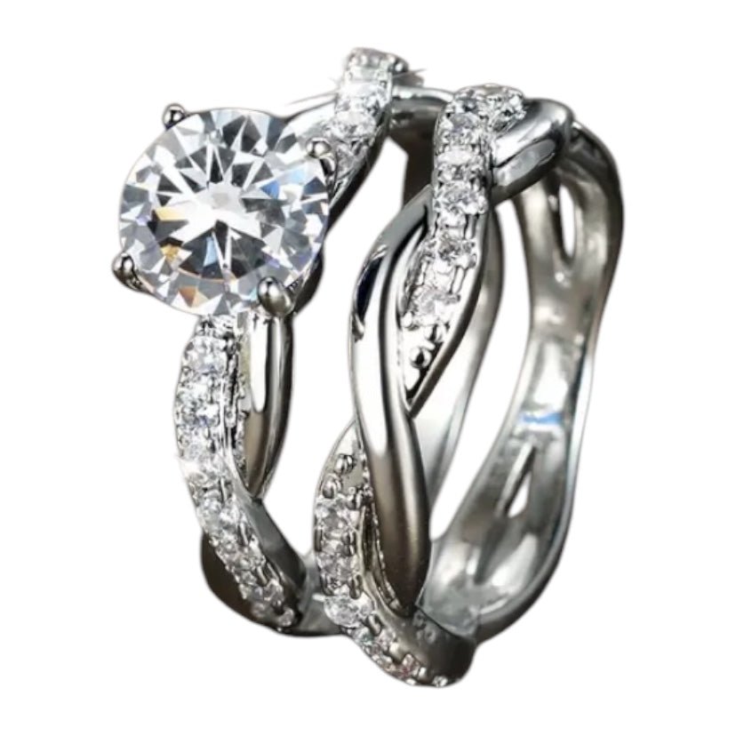 2 - teiliger geflochtener Stacking - Ring Silber - CrystalScents
