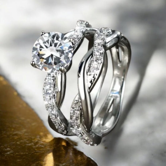 2 - teiliger geflochtener Stacking - Ring Silber - CrystalScents