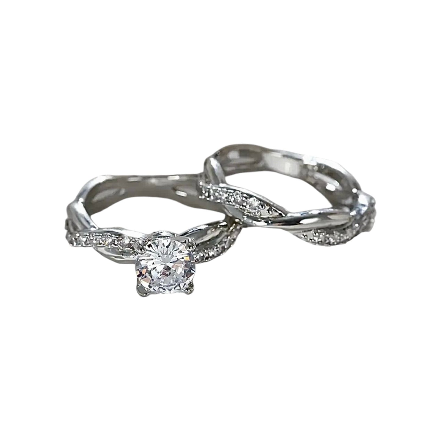 2 - teiliger geflochtener Stacking - Ring Silber - CrystalScents